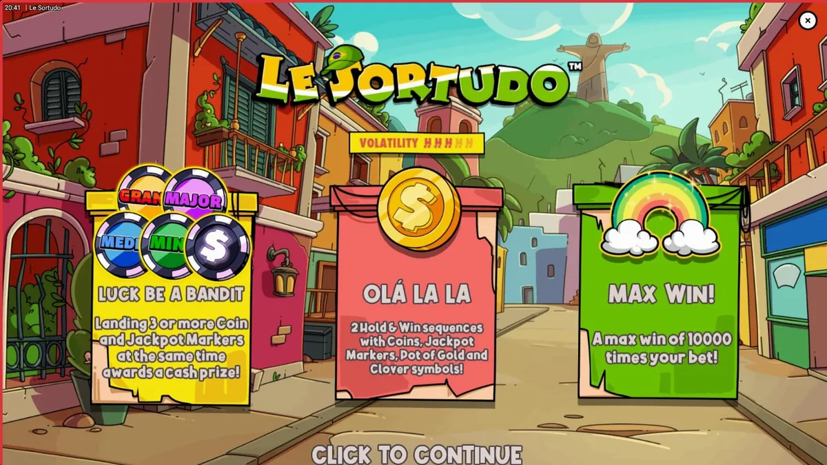 Smokey the raccoon in a Brazilian street carnival setting for Le Sortudo slot